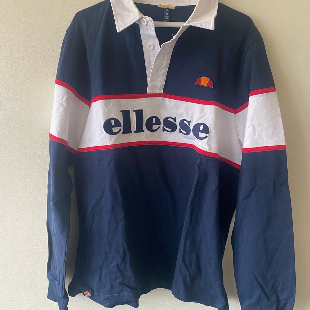 Ellesse Navy and White Rugby Shirt XXL Fits like XL
